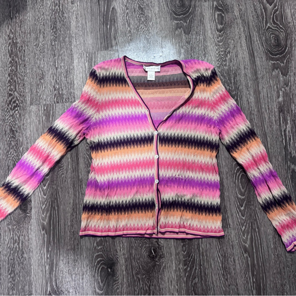 Doncaster Striped Knit Top in Pink, Purple & Peach